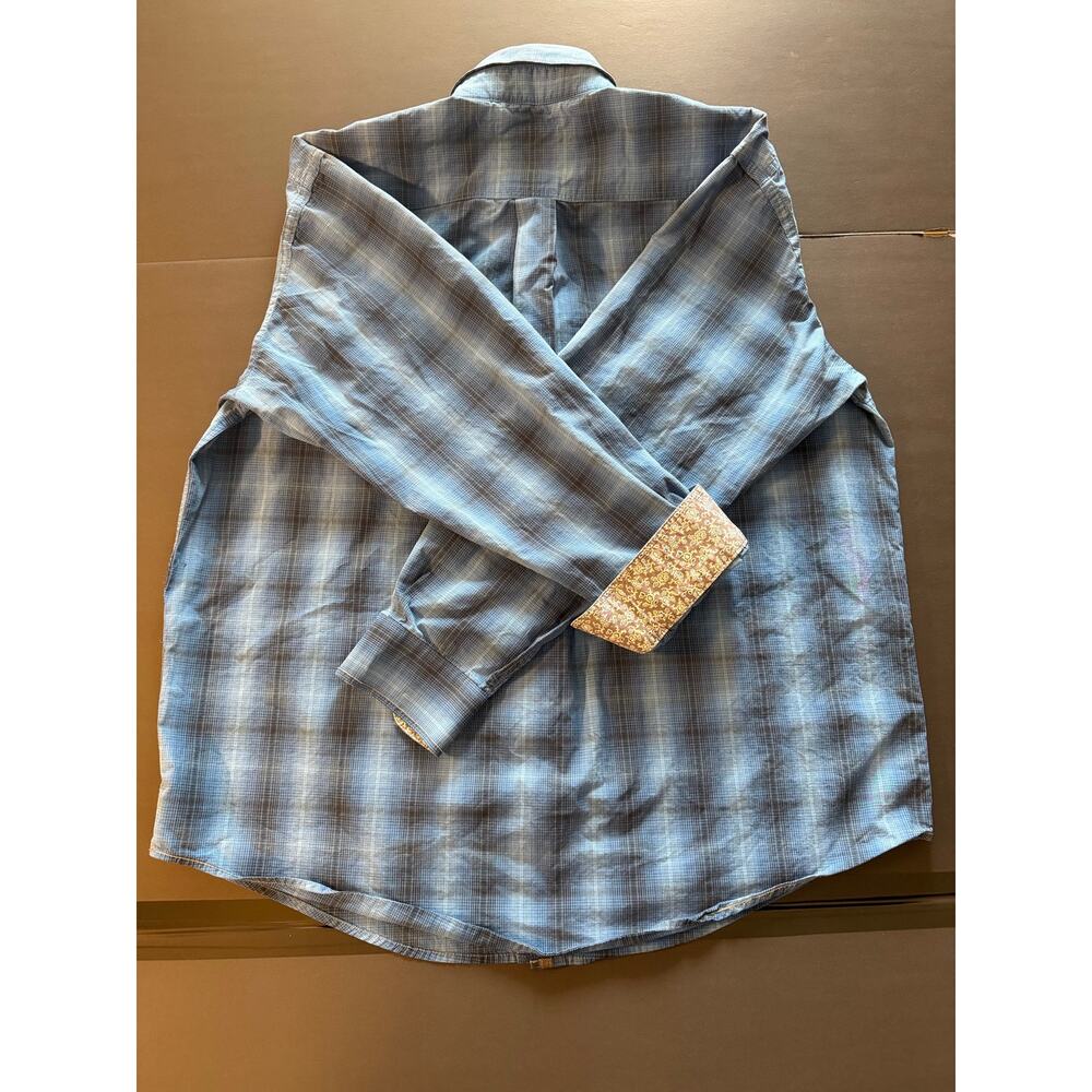 Panhandle Rough Stock Men’s XL Blue Plaid Long Sleeve Button Front Western Shirt - Picture 6 of 8